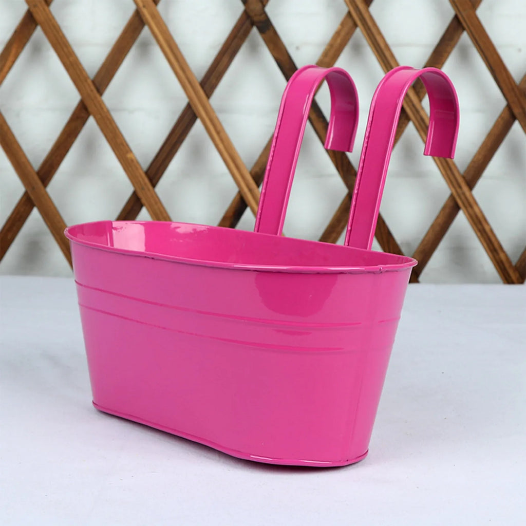 Metal Iron Hanging Flower Pots For Railing Fence Hanging Bucket Pots Countryside Style Window Flower Plant Holder