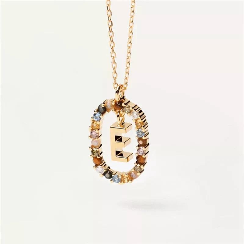 Fashion Hot Creative A-Z Letter Pendant Necklace For Woman Color Jewelry Sweet and Versatile Adjustable Chain Lobster Clasp