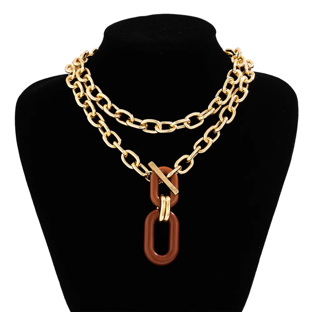 Exaggerated CCB Big Choker Necklace for Women Girl Hiphop Chunky Chain OT Buckle Necklace on the Neck Party Jewelry Gift 2022