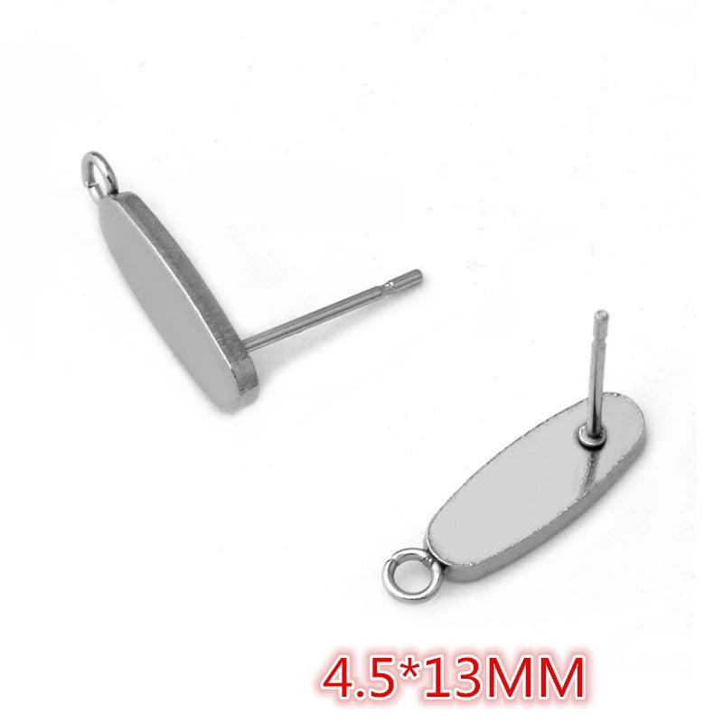 20pcs 316 Stainless Steel Geometric Polygonal Earring Stud Hooks Posts Connector For DIY Jewelry Making Supplies
