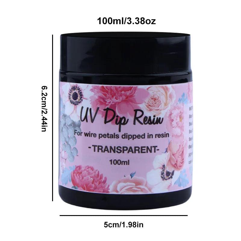 UV DIP Resin Glue For Wire Flowers Crystal Transparent Liquid High Gloss Ultraviolet Curing Crystal UV Glue Resin Jewelry Making