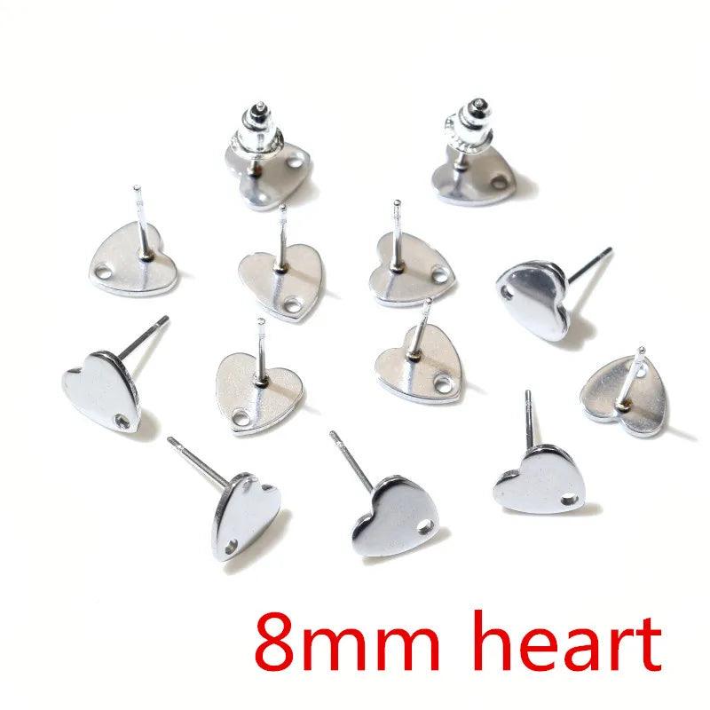 20pcs 316L Stainless Steel Geometric Earring Stud Posts Connector Fashion Styles DIY Jewelry Making Findings Accessories