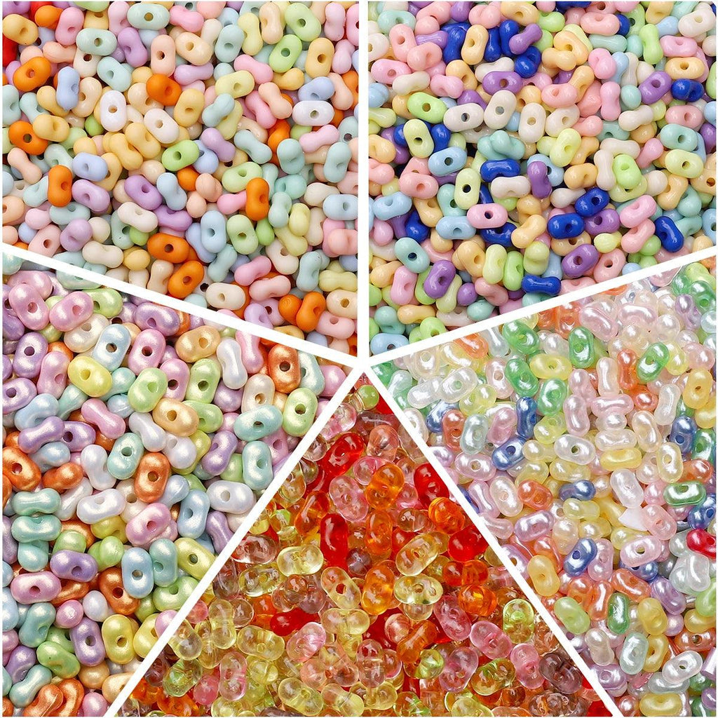 6x4mm 5G/Bag Random Mixed Color Acrylic Peanut Beads, Unique Loose Beads, Handmade DIY Jewelry Bracelets, Earrings, Accessory Ma