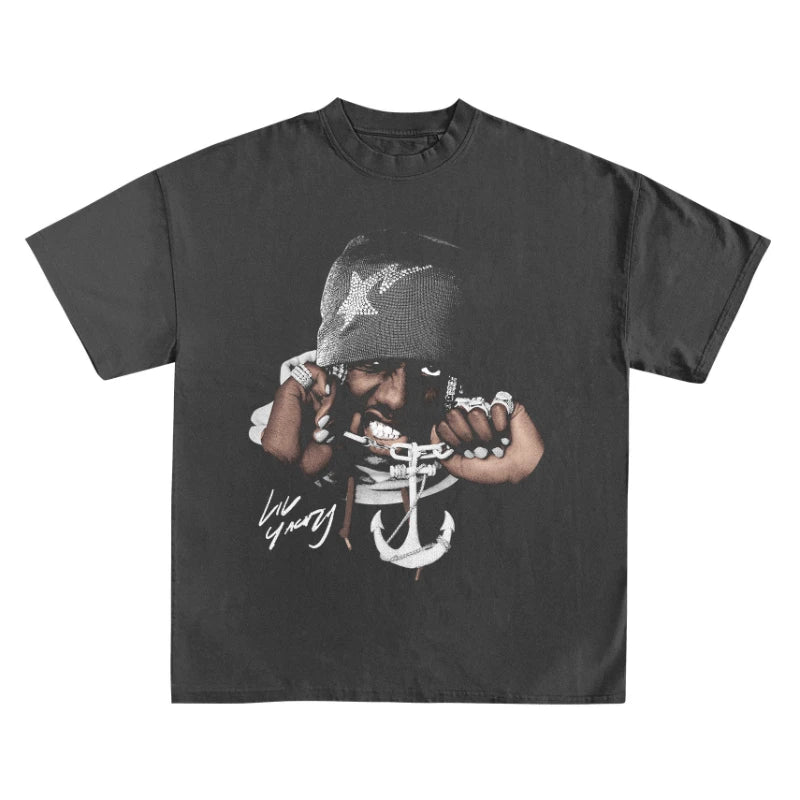Lil Yachty Rapper Cotton T-shirt Unisex Men Women Causal Hip Hop Tops Summer Round Neck Short Sleeve Ocean Graphic Tee Big Size