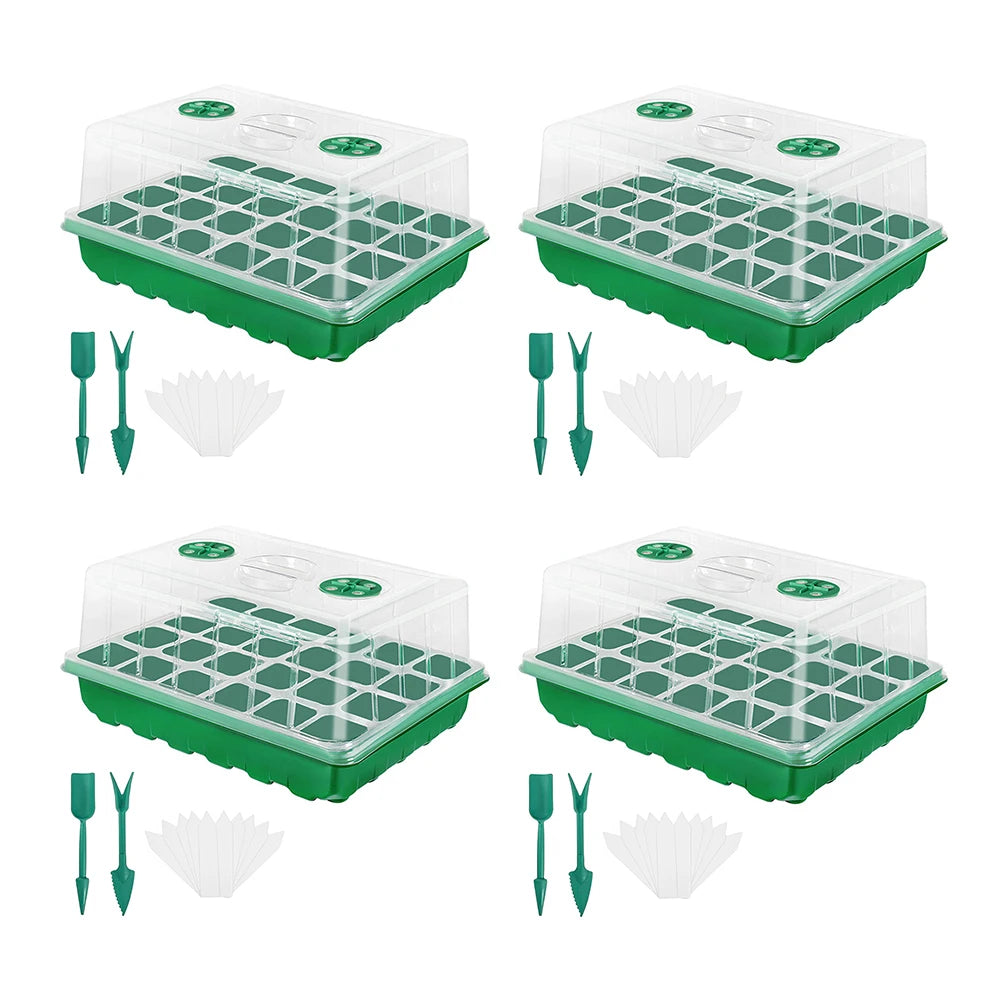 24/48 Holes Seedling Tray Kit with Adjustable Ventilation Lid Seed Starter Germination Box for Balcony Indoor Planting Transpla