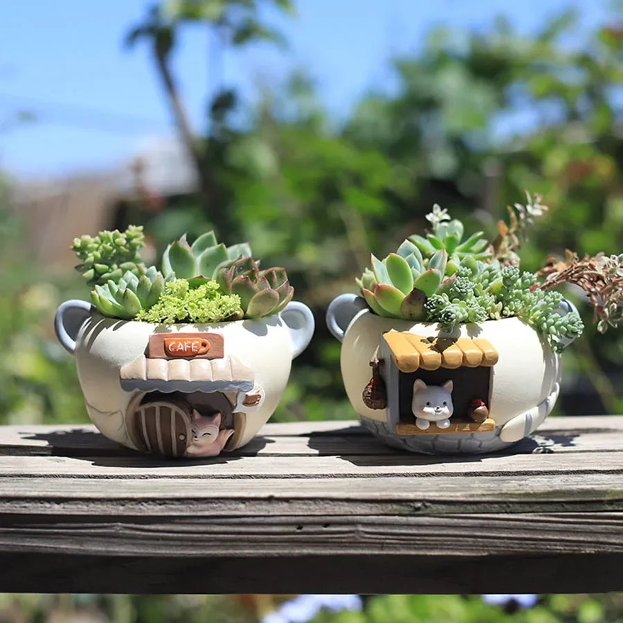 Cartoon Pet Succulent Flower Pot Office Balcony Decoration Resin Flower Pot Micro Landscape Garden Plant Pot
