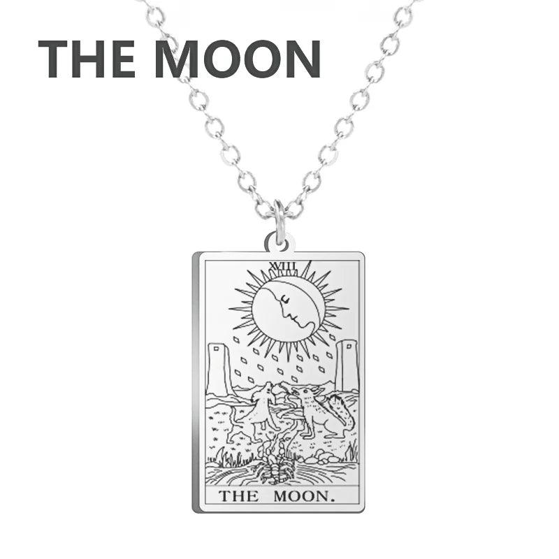 Stainless steel Cassic Tarot Pendant Necklace Major Cigano fortune Telling Necklace Star/Moon/Death Symbol Pendant Accessory