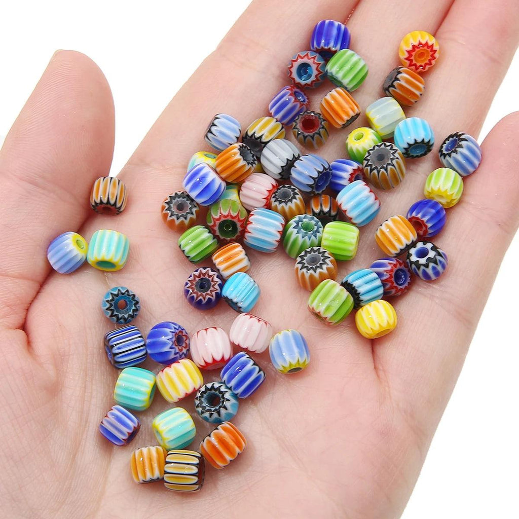 6mm 30Pcs Glass Thousand Flowers Nepal Pumpkin Beads Unique Scattered Beads Handmade DIY Jewelry Bracelets Earrings Accessories
