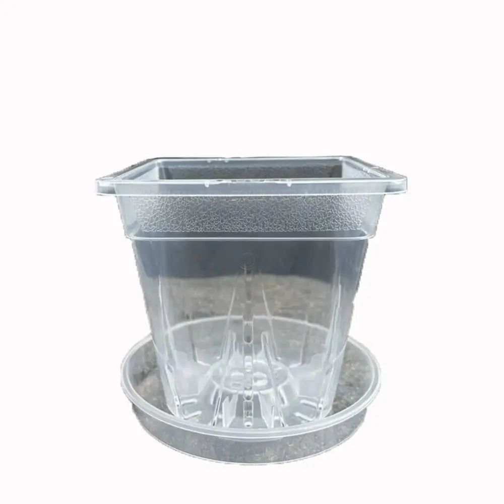 Plastic Transparent Flower Pot Round Square Clear Phalaenopsis Orchid Potted Stomata Cattleya Planting Plant Pot with Holes