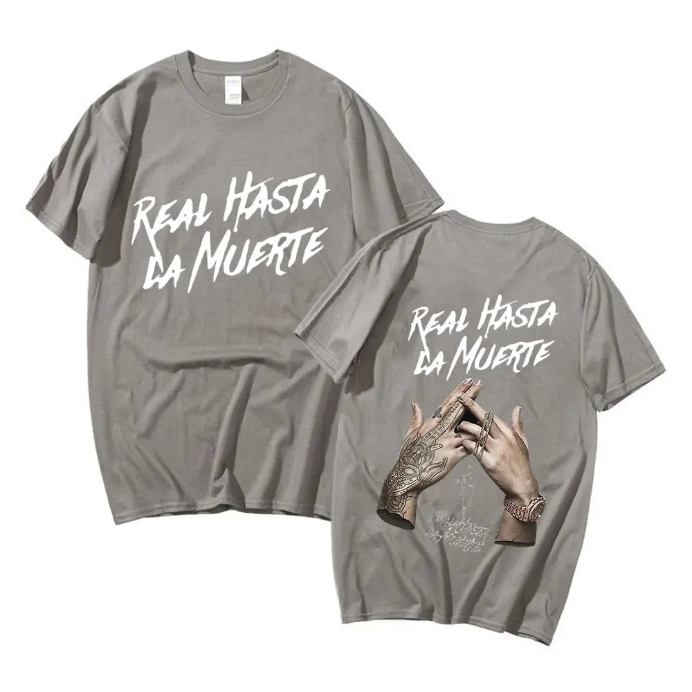 Limited Edition Anuel Aa Real Hasta La Muerte Graphic Oversized Tee for Men and Women Cotton Hip Hop Short Sleeve T Shirt