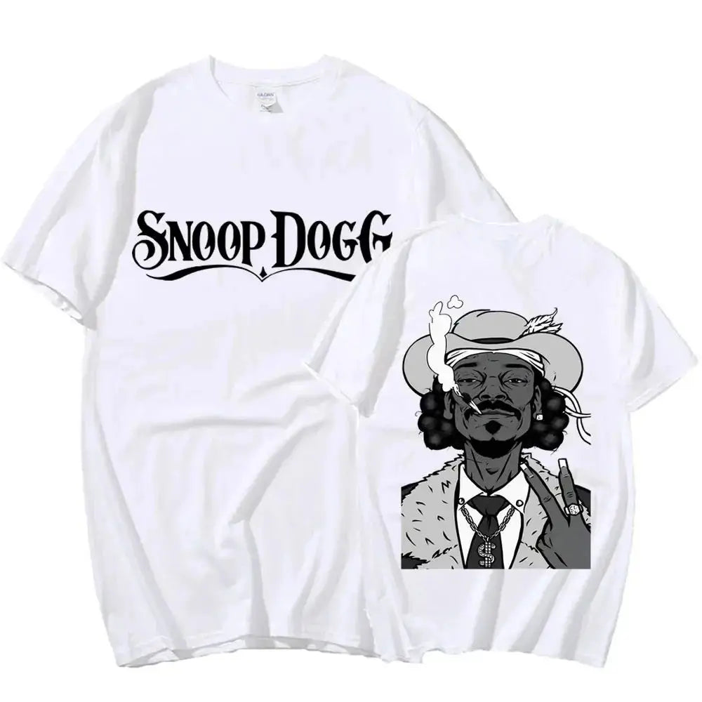 Funny Snoop Dogg Graphic Summer Fashion Cotton T-Shirt for Women Y2K Loose Crew Hip Hop Style