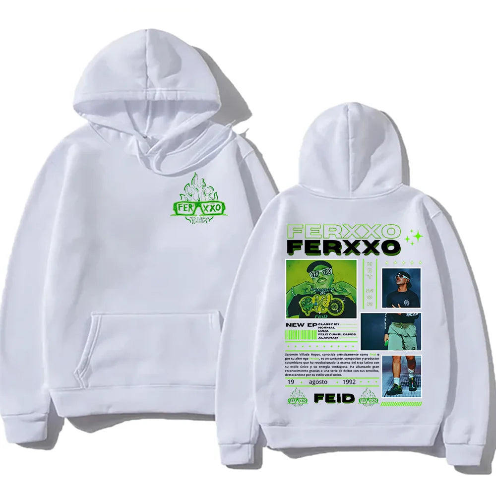 Rapper Feid Ferxxo Hoodies 90s Vintage Hip Hop Style Sweatshirt Unisex Fashion Casual Fleece Hooded New  Aesthetic Streetwear