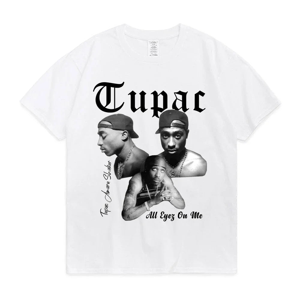 Women’s Cartoon Rapper Tupac 2Pac Graphic Print T Shirt Short Sleeve Casual Tee