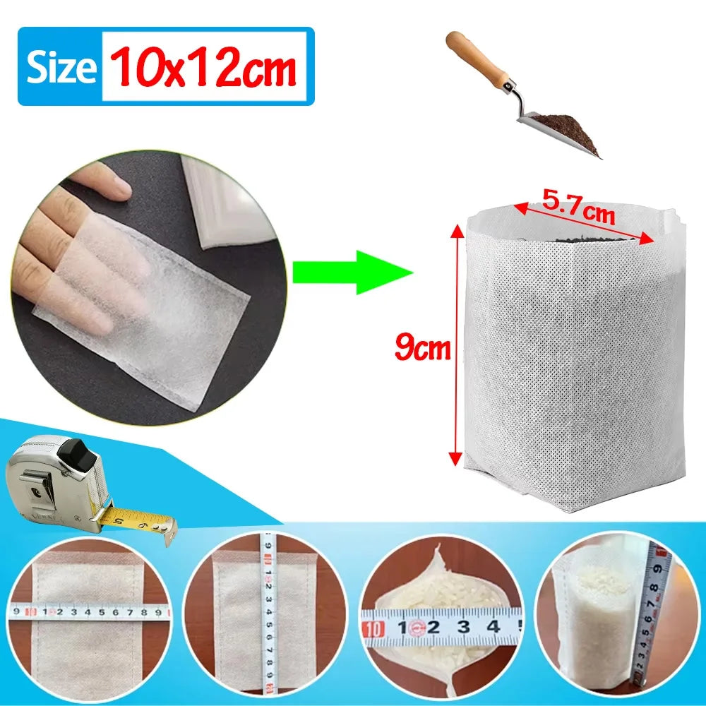 Seedling Bags 100 Pack Degradable Non-Woven Nursery Bags Fabric Seedling Grow Bags Plant Pouch For Garden Agricultural Supply