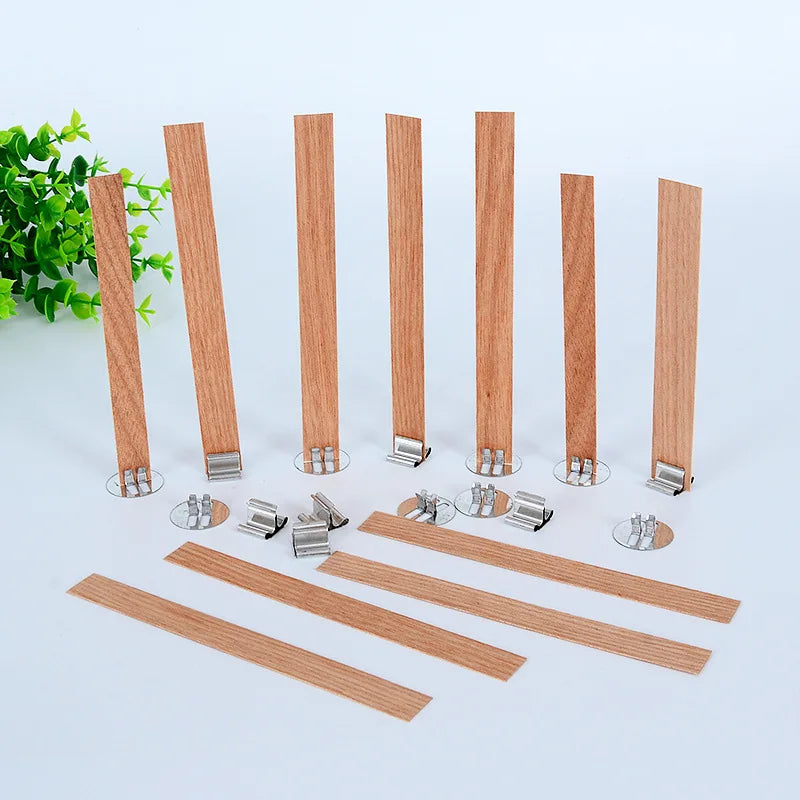 10pcs Wooden Candle Wick Set With Clip Base Smokeless Candle Wicks for DIY Paraffin Candle Jar Making Candle Making Supplies