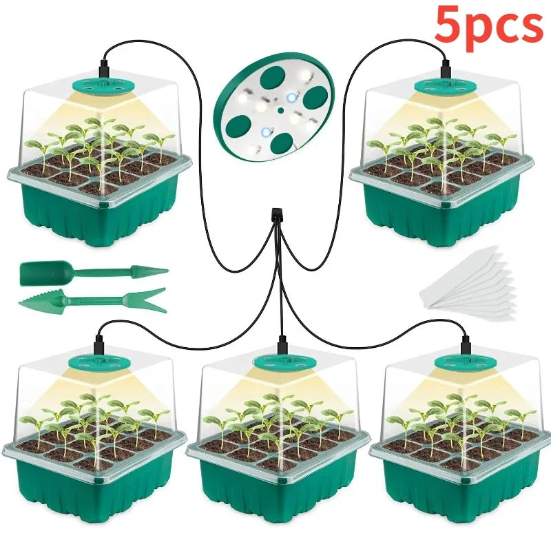 Full Spectrum Plant Flowerpot LED Plant Growth Light 12 Hole Tray Large Capacity Space Planting Belt Waterproof Base