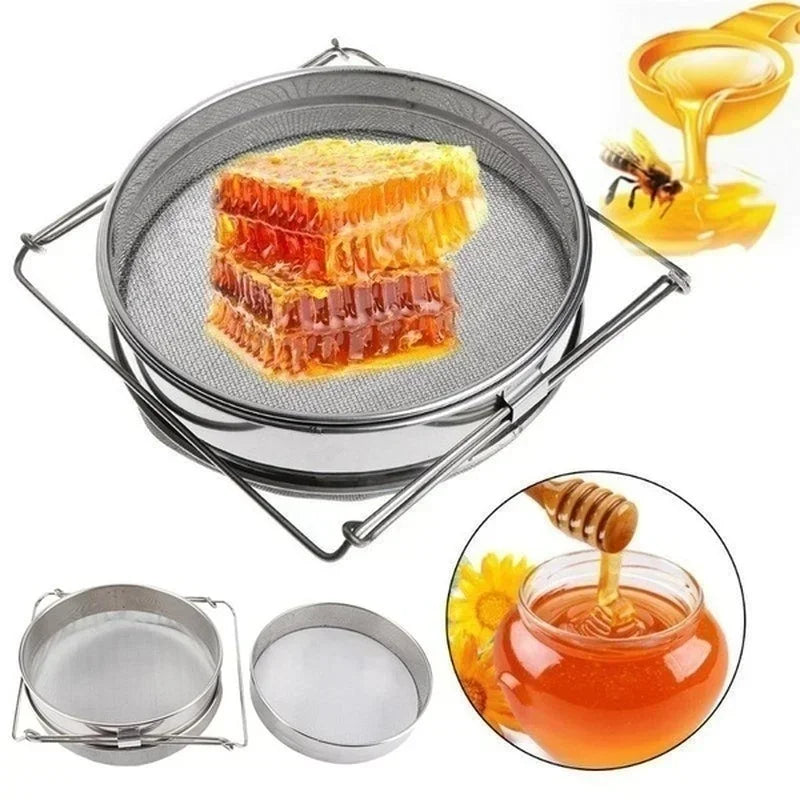 Beekeeping Honey Strainer Stainless Steel Double Sieve Beekeeping Equipment Filter Kit Honey Container Apiary Equipment