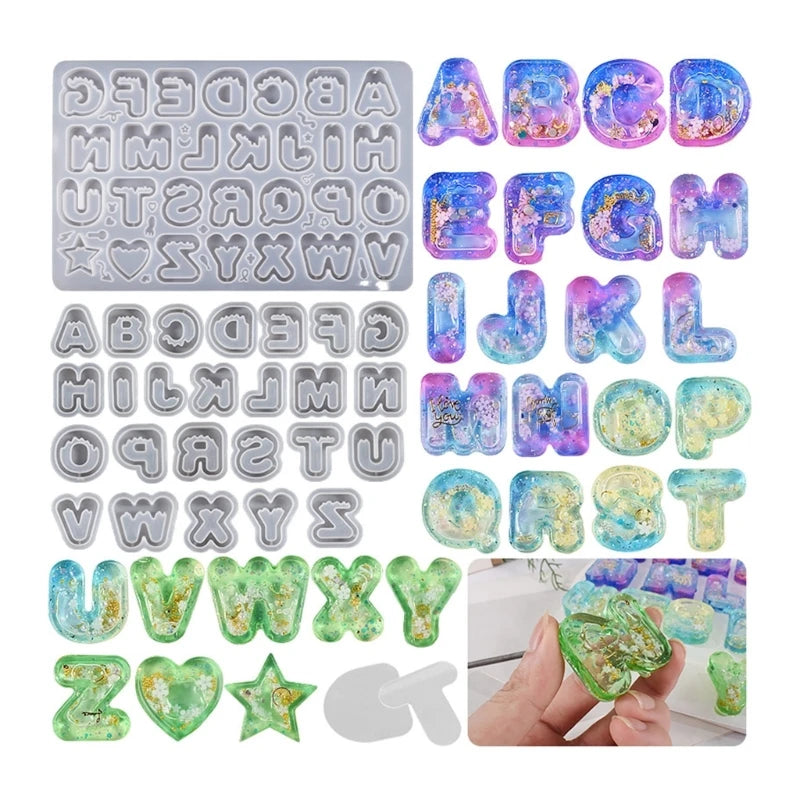 Letter A To Z Mold Alphabet Quicksand Shaker Silicone Molds Epoxy Resin Molds DIY Jewelry Making Findings Supplies Accessories