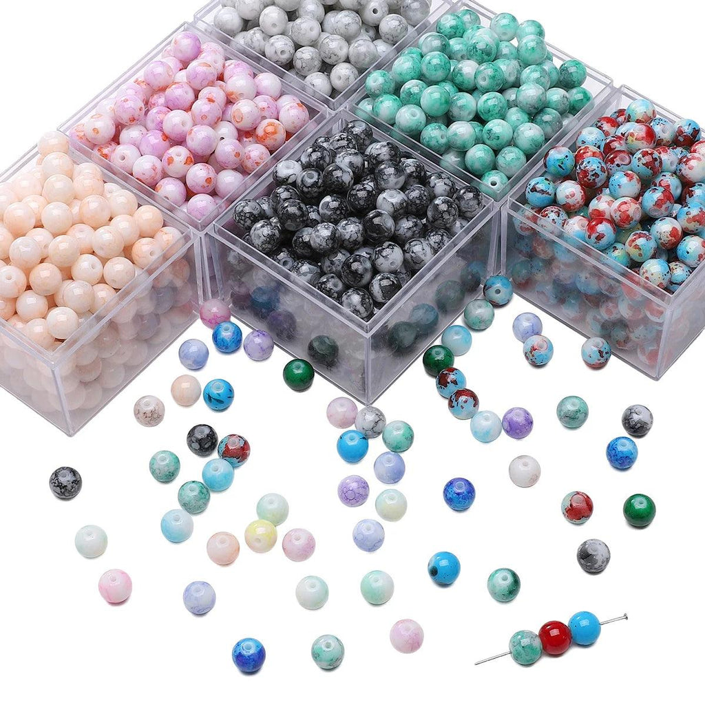 8mm 30Pcs Glass Halo Dyed Ceramic Beads, Unique Loose Beads, Handmade DIY Jewelry Bracelets, Earrings, Accessory Materials