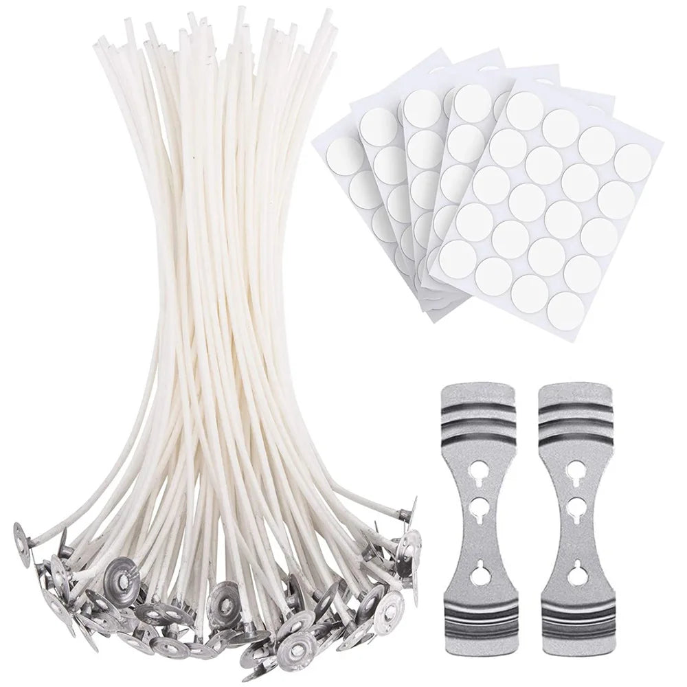 100PC Candle Wicks of 6IN Candle Wicks Stickers DIY Cotton Candle Making Kit for Candle Making