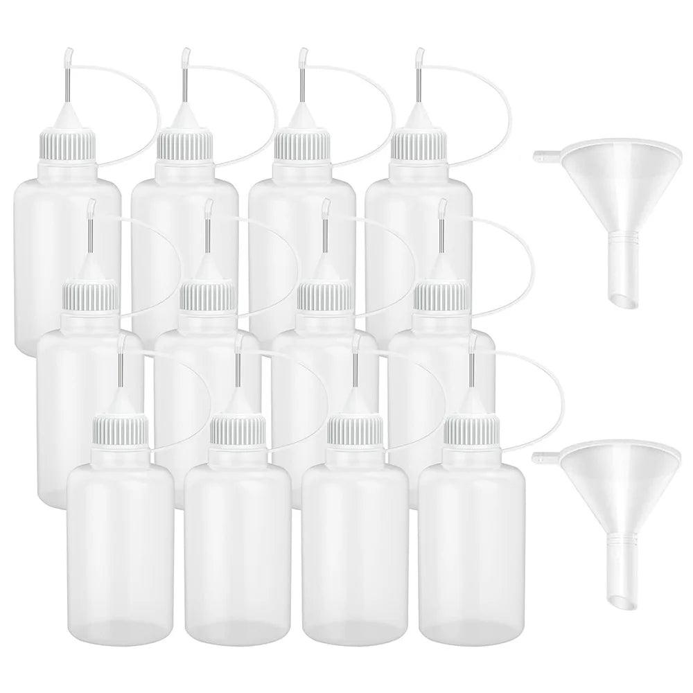 12Pcs 30ml Transparent Polyethylene Needle Dispenser Bottle For Rosin Solder Flux Paste With Funnels Home Storage Organization