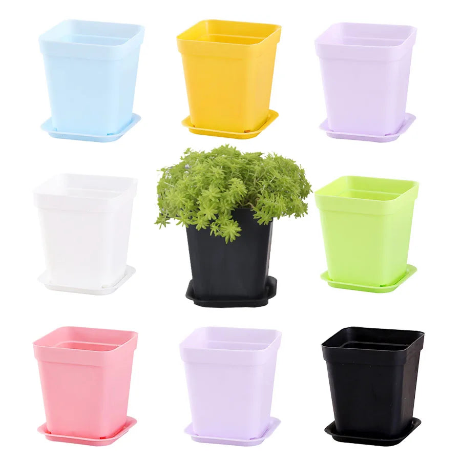 10/20pcs Mixed Candy Color Mini Square Plastics Flowerpot Plant Succulents Flower Drainage Nursery Pot for Garden Balcony JXB