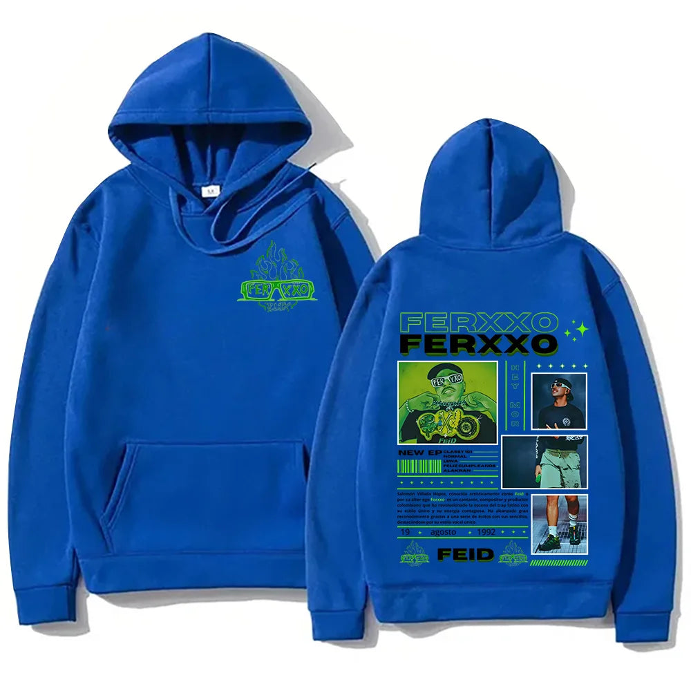 Rapper Feid Ferxxo Hoodies 90s Vintage Hip Hop Style Sweatshirt Unisex Fashion Casual Fleece Hooded New  Aesthetic Streetwear