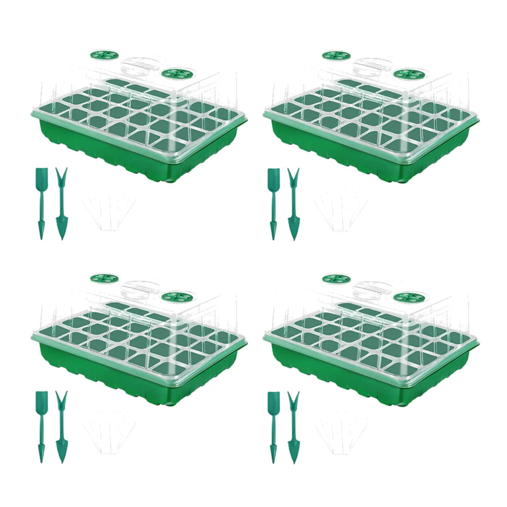 24/48 Holes Seed Starter Trays Vegetable Seedling Pots Seedling Tray with Humidity Dome Seed Germination Plant Pots Grow Box