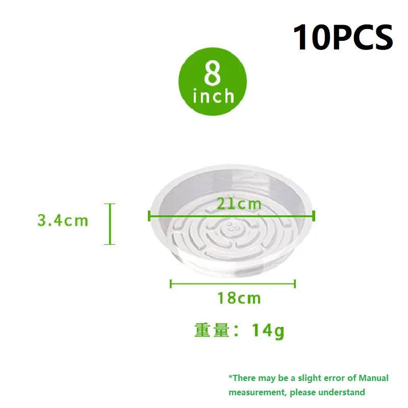 5/10/20pcs Transparent Plastic Plants Flower Pot Tray Kit Non-slip Round Flowerpot Trays for Indoor Outdoor Home Garden Supplies