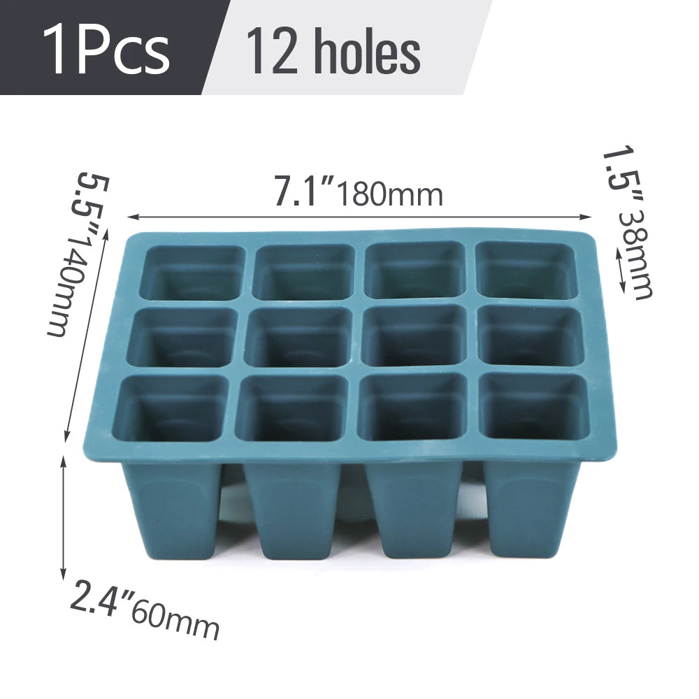 Silicone 4/6/12 Cell Seed Starting Tray Indoor Garden Nursery Pots Seedling Germination Container Propagation Grow Box Reusable