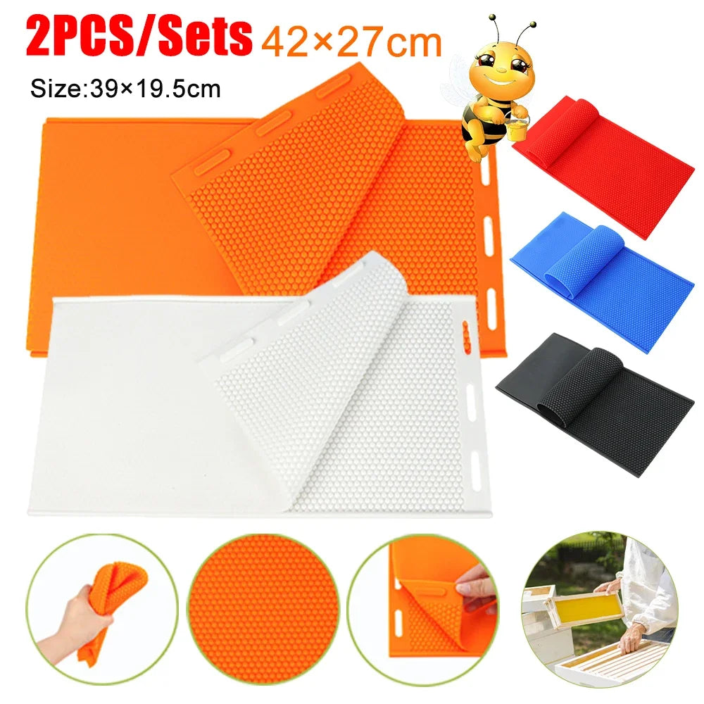 2pcs Beeswax Press Sheet Mould Flexible Beeswax Embosser Machine Mold Silicone Harmless Handmade Durable Beekeeper Accessories