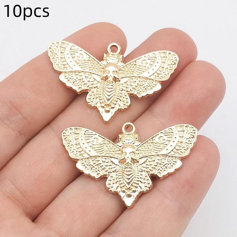 10pcsGugote DIY Zinc Alloy Accessories Moth Skull Pendant Accessories Suitable for Necklaces and Earrings