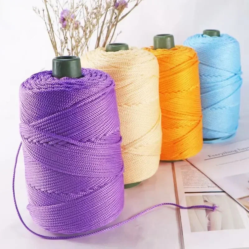 220g Hollow Yarn Light Viscose Ice Rope Hat Yarn Hand Woven Yarn Diy Hook Cushion Hollow Bright Silk Medium Thick