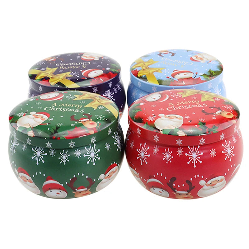 Portable Travel Christmas Aromatherapy Candle Jar Christmas Scented Candle Tin Jar Portable Travel Soy Wax Plant Candle Gift Box