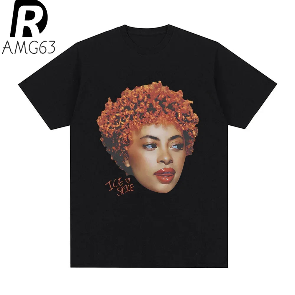 Rapper Ice Spice Graphic T Shirt for Men and Women in Hip Hop Street Style Casual Summer Fashion