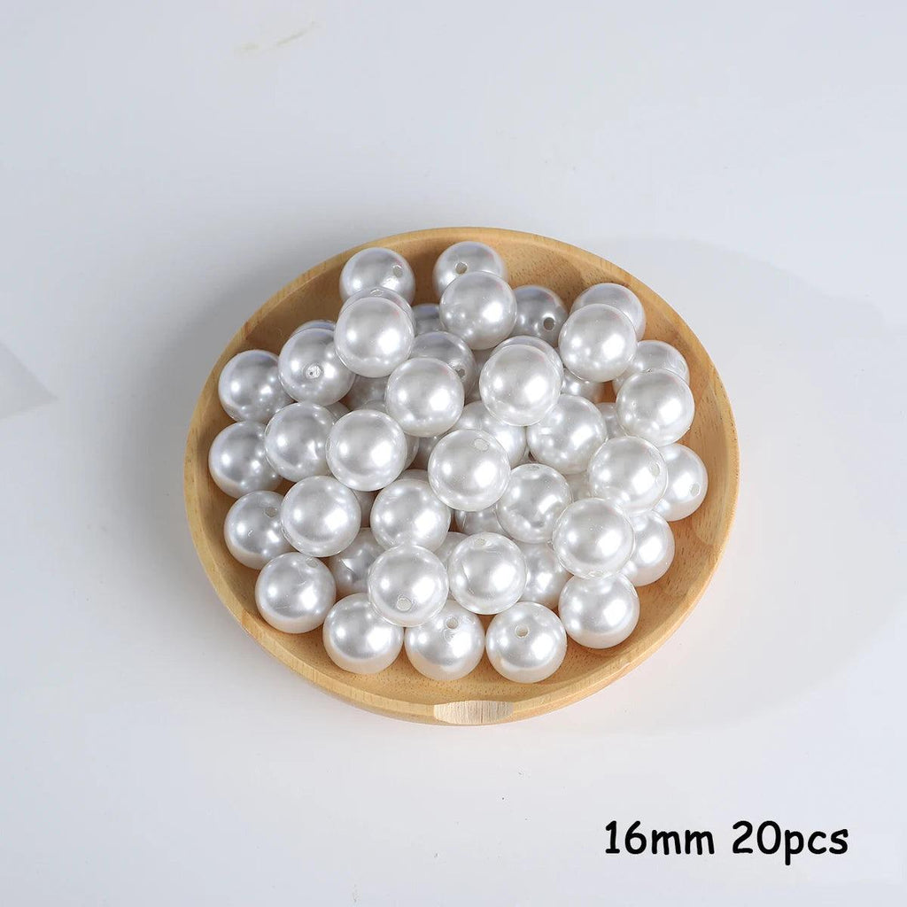 3-20mm 10-1000pcs straight hole ABS imitation pearl beige white bracelet with round beads for DIY craft jewelry making products