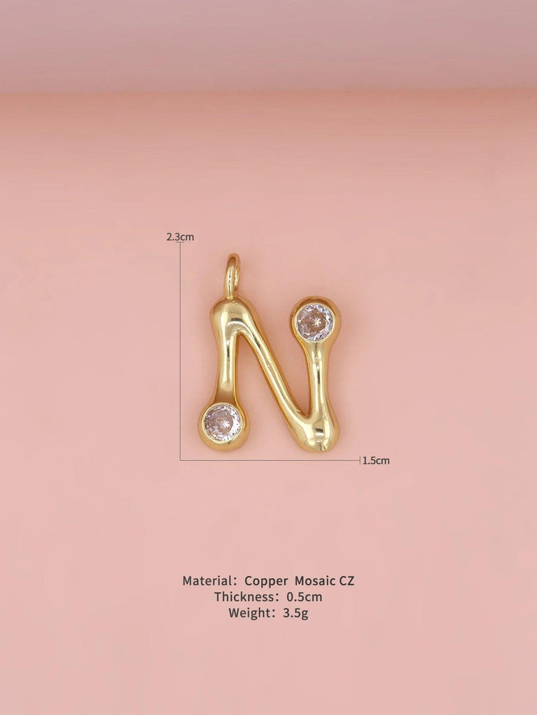 New Simple Versatile Round Zircon Plated Gold Copper 26 English Letters A-Z Pendant Men Women Necklaces Jewelry Making