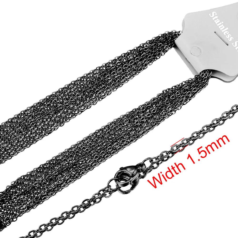 10pcs Stainless Steel Necklace Cuban Chains Hypoallergenic Rolo Link for DIY Jewelry Making