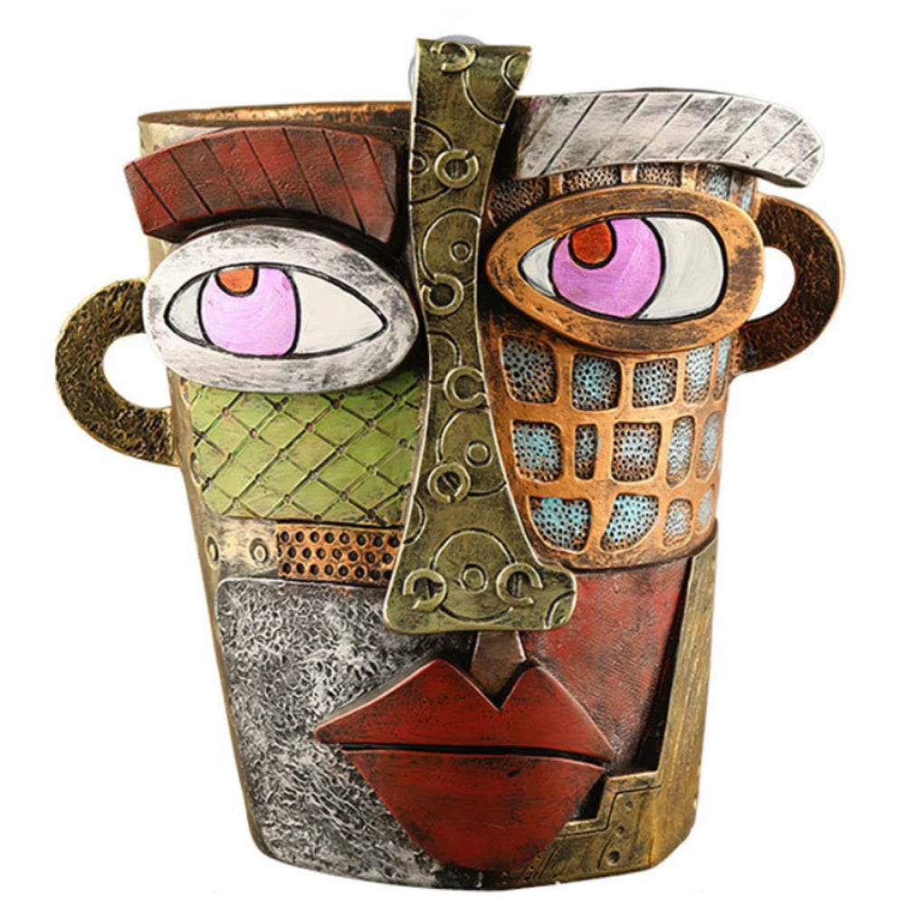 Handmade Brutalist Beauty Face Flower Pot Face Flower Pot Head Planter Resin Abstract Head Planter Pots for Outdoor Garden Patio