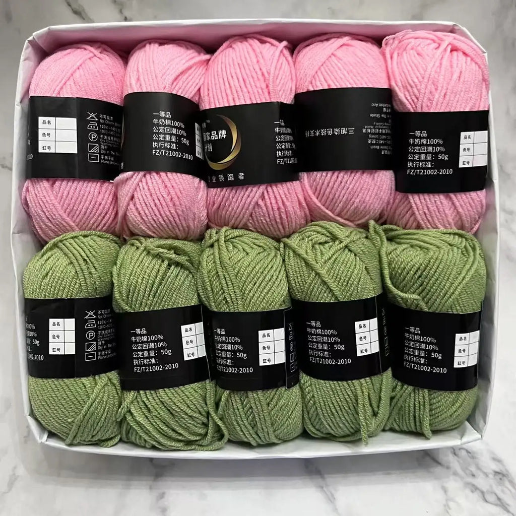 10 Balls Milk Cotton Yarn 500g Knitting and Crochet Wool Cotton Yarn DIY Craft Pack