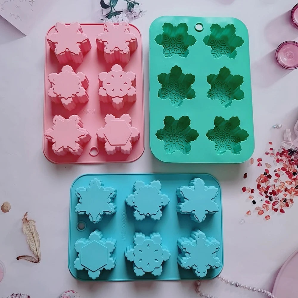 1pc Snowflake Shape Handmade Soap Mold Silicone Cake Mold Baking Decoration Mould DIY Christmas Candy Mold