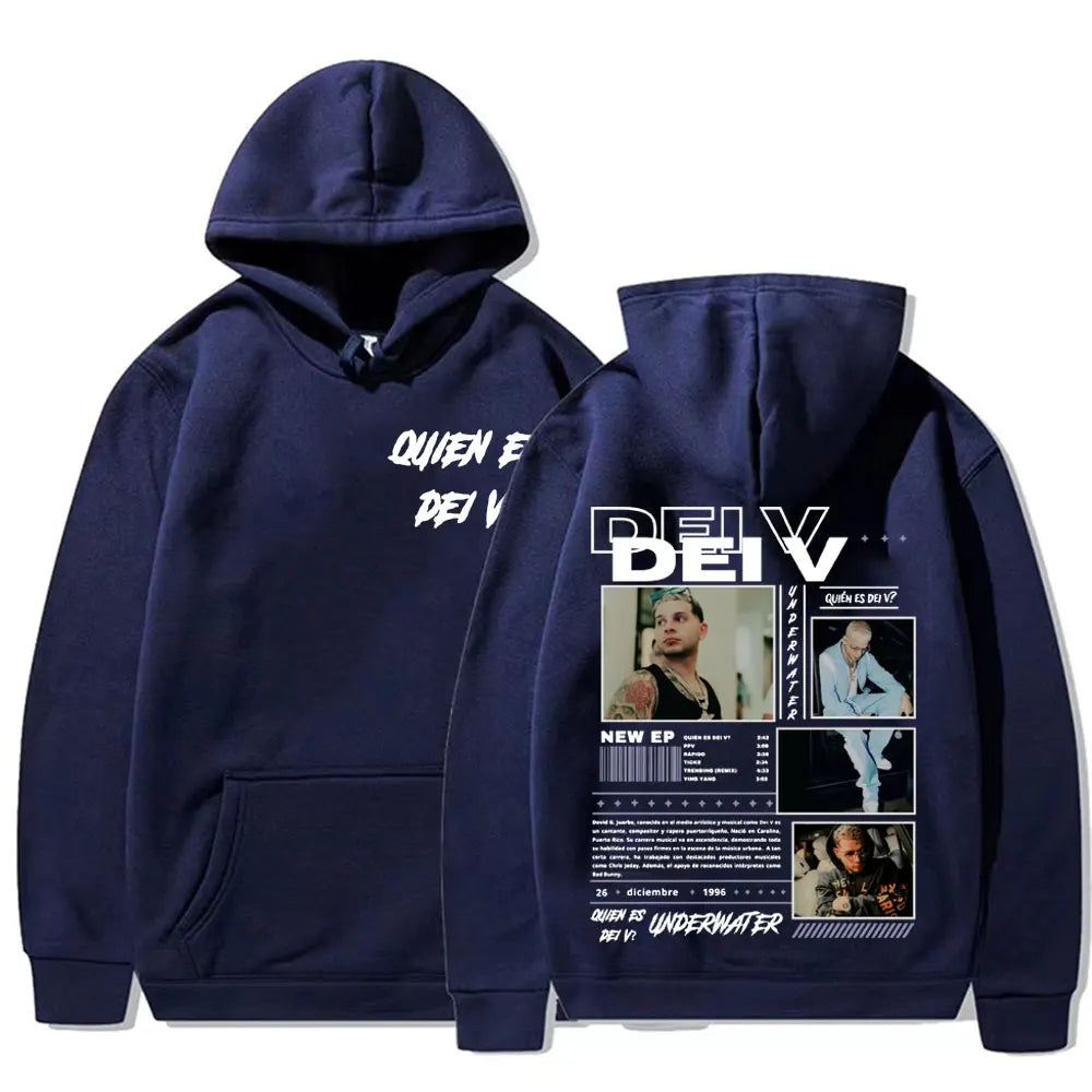 Rapper Quien Es Dei V? Underwater Tour Hoodie Men's Harajuku Fashion Hip Hop Punk Sweatshirts Unisex High Quality Casual Hoodies