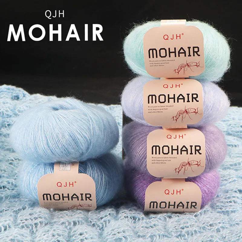 6PCS Soft Mohair Yarn Knitting Angora Yarn for DIY Projects Fluffy Lace Yarn for Sweaters Scarves and Shawls 25g Each