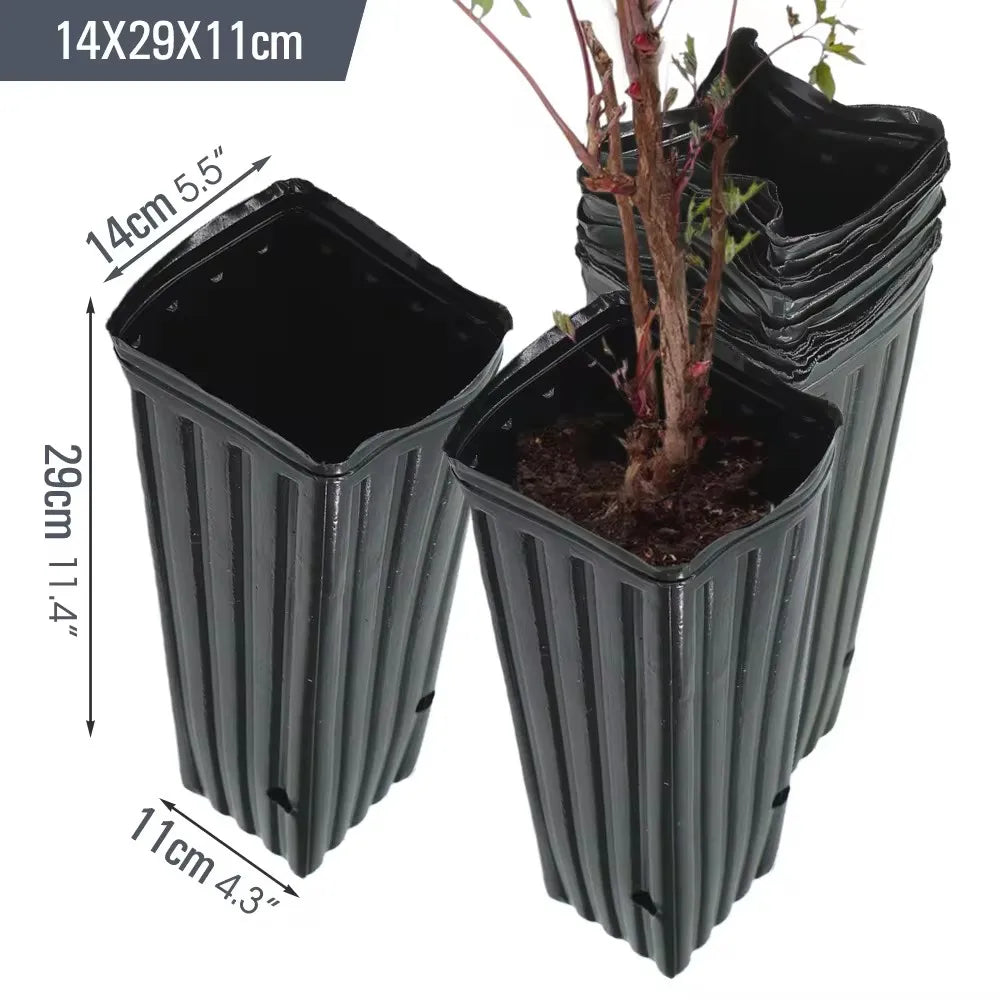 Square Tree Pot with Drainage Holes Starting Pots for Indoor Outdoor Plastic Deep Nursery Treepots Seedling Flower Plant Contain