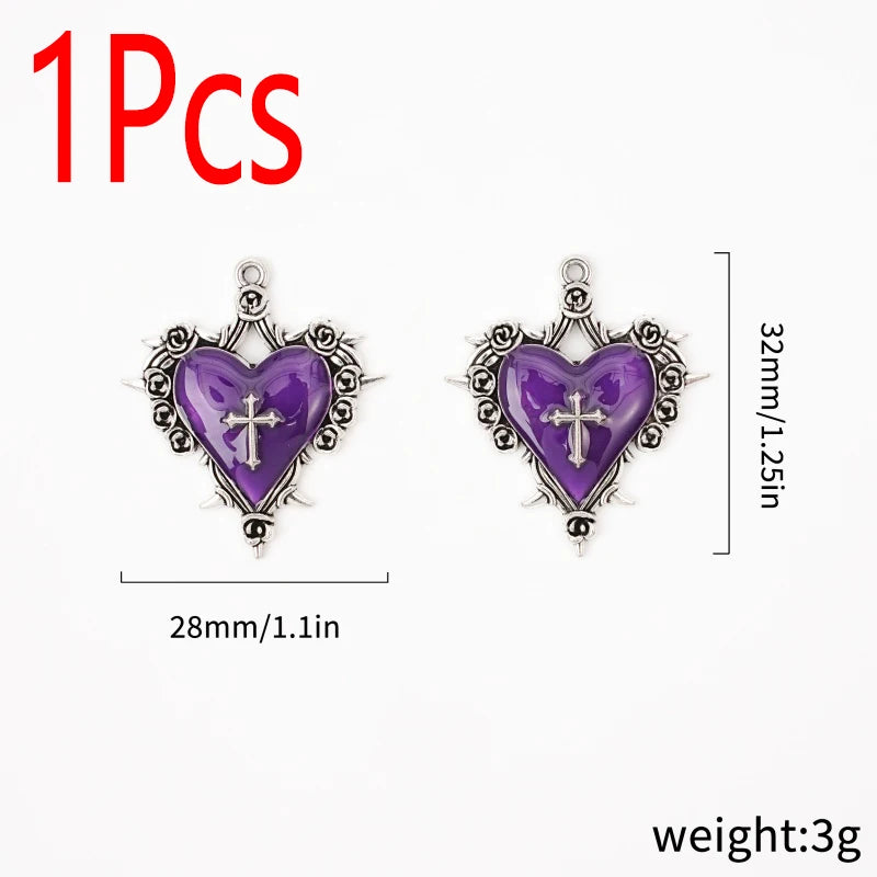 1Pc Mixed Gothic Jewelry Combination Imitation Enamel Irregular Cross and Coffin Cross Pendant Necklace Bracelet Earrings Jewel