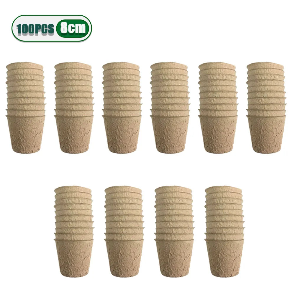 20-200PCS 3.15 Inch Peat Pots for Seedling Outdoor Garden Germination Nursery Pots  Pulp Biodegradable Seed Starter Pots Kits