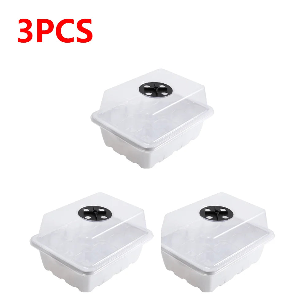 1-5Pcs Stackable Greenhouse Germination Tray with Humidity Dome 12 Holes Plant Grow Nursery Seedling Trays Garden Tools