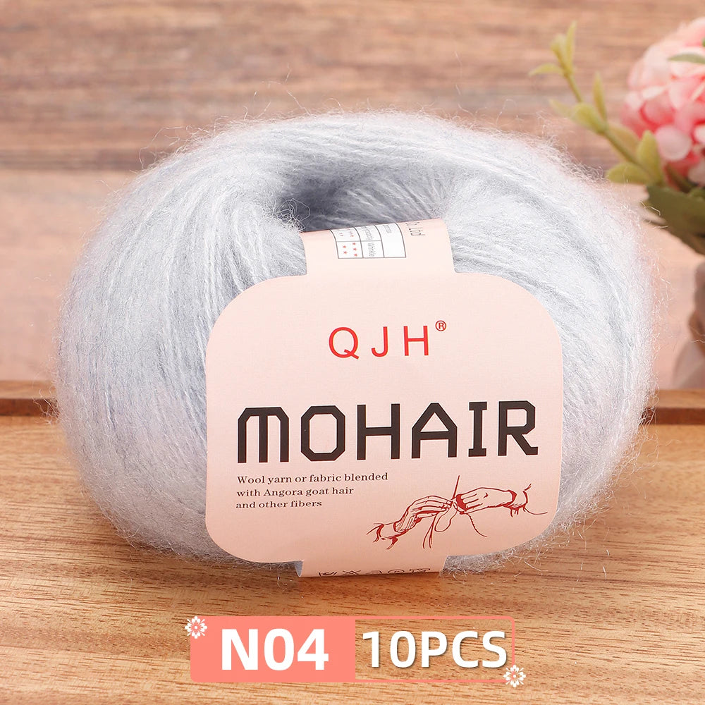 Soft Mohair Crochet Yarn Set 10 Pcs For DIY Knitting