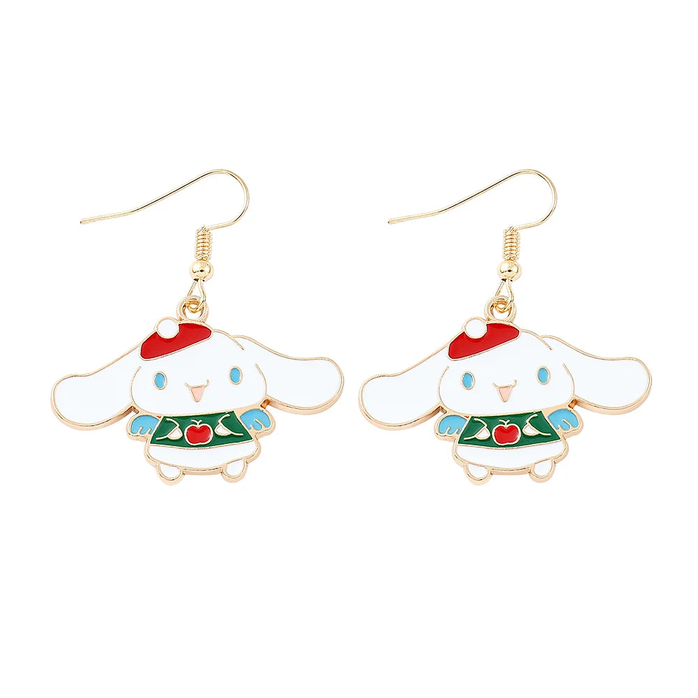 Sanrio Hello Kitty Earrings Studs Cute Melody Kuromi Dangle Earring for Girl Accessories Kids Xmas Gifts