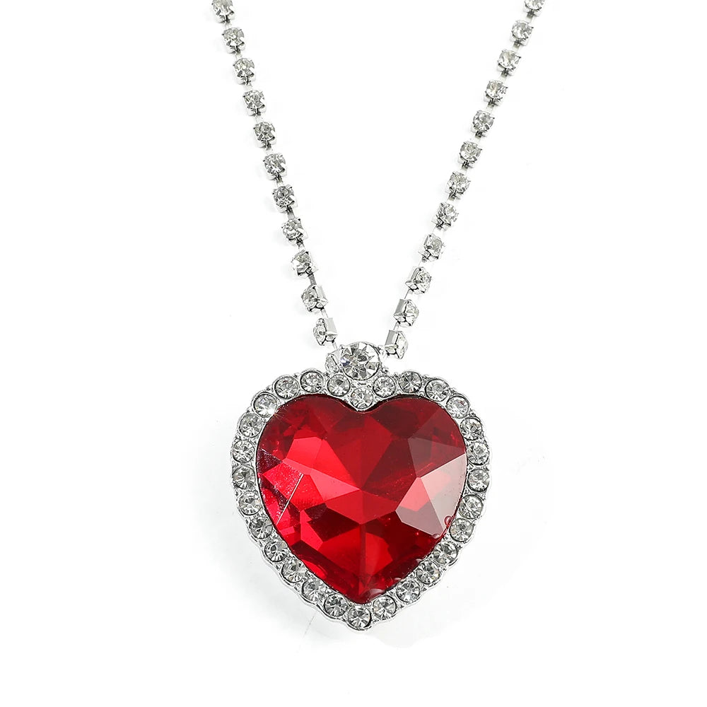 Titanic Heart Of The Ocean Necklace Pendant for Women Glass Full Crystal Chain Necklace Choker Jewelry Gift